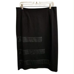 Paolo Black Pencil Skirt with Satin Stripes Size XL
